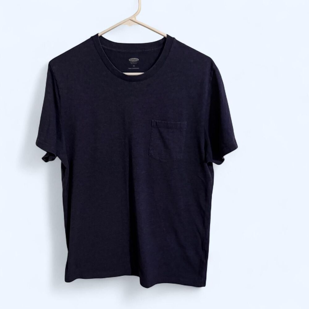 Old Navy t-shirt men M blue heather knit short sleeve pocket basic tee